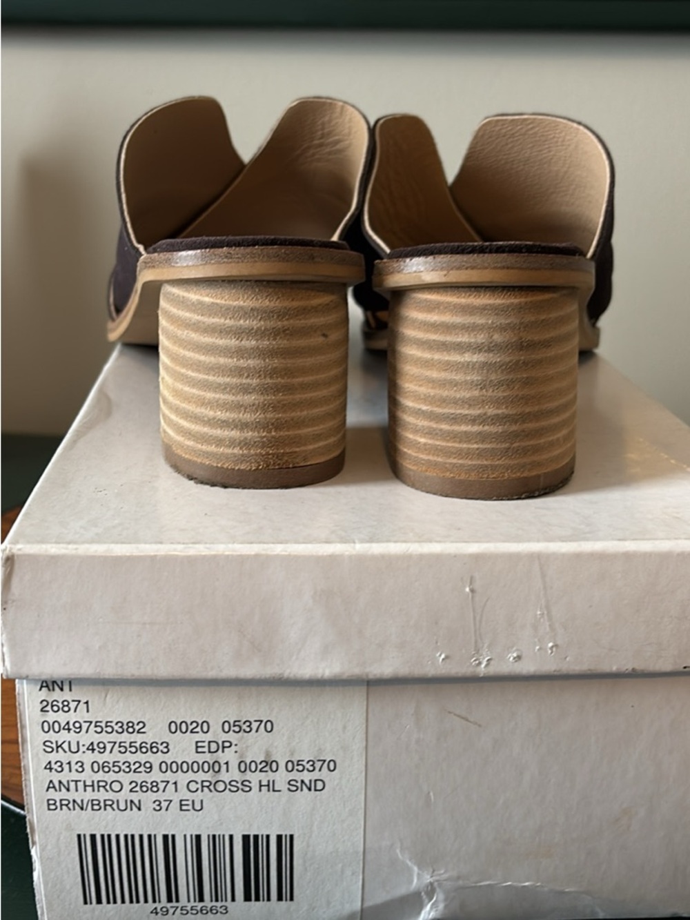 Anthropologie Cross-Front Sandal Mule in Brown
